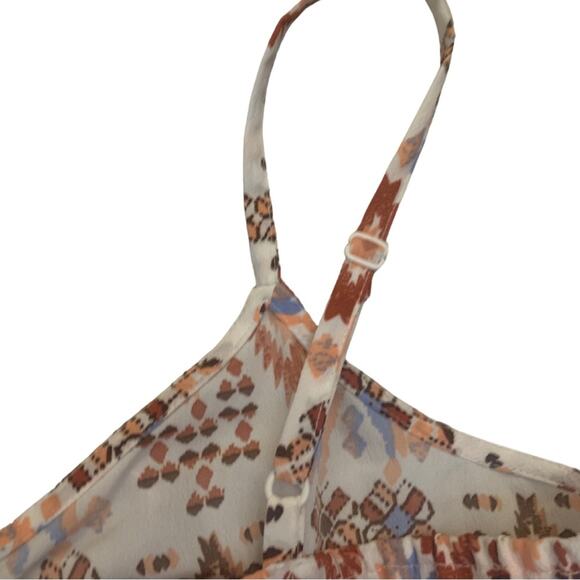 Western Print Sleeveless Short Dress Tribal Native Orange White Small Sundress - Picture 6 of 10